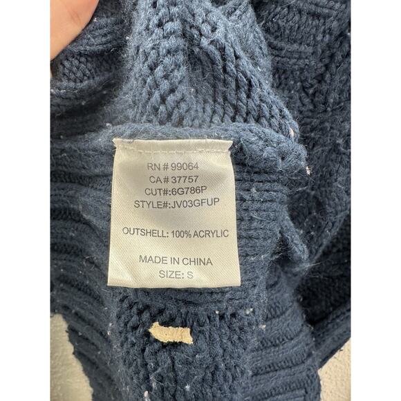 Billa Bong Womens Sweater Size Small Navy Blue Button Up Hooded Cable Knit Y2K - Picture 4 of 11